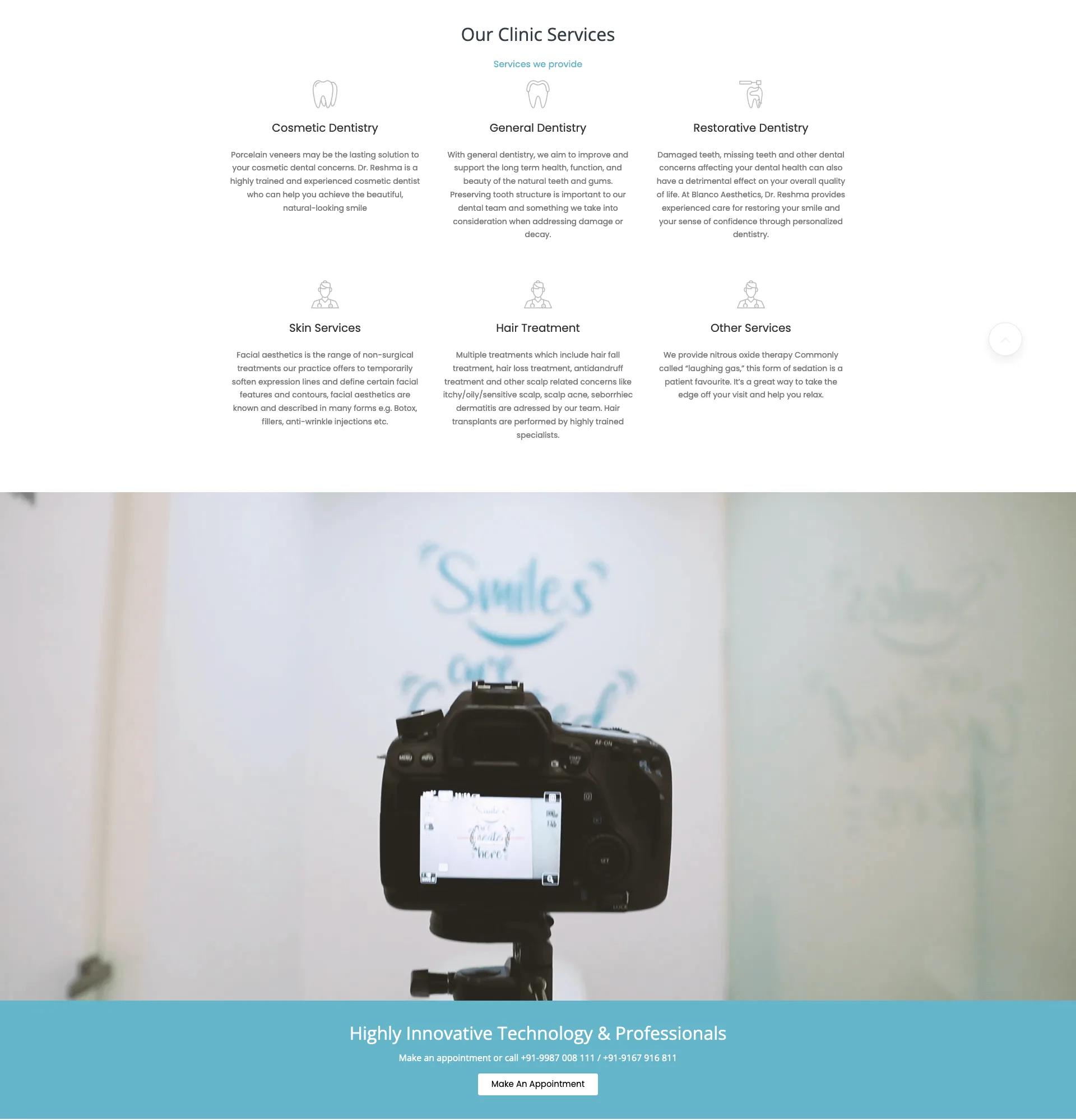 Blanco Aesthetics website page design