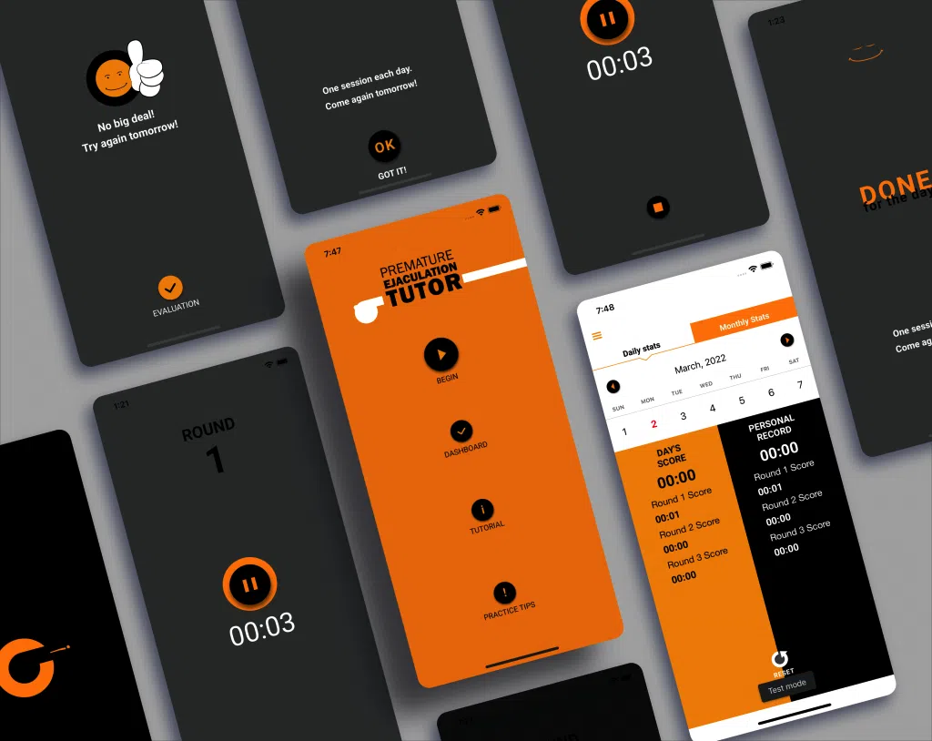 PME Tutor men’s health training app screens