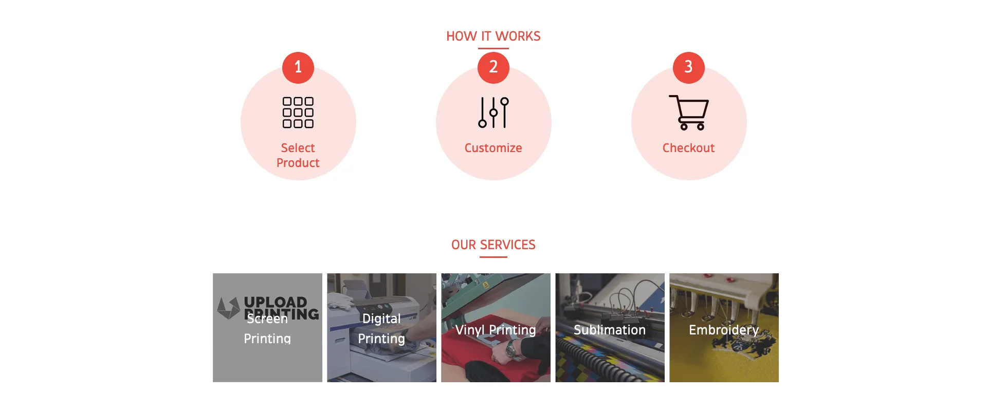 Upload Printing website page design